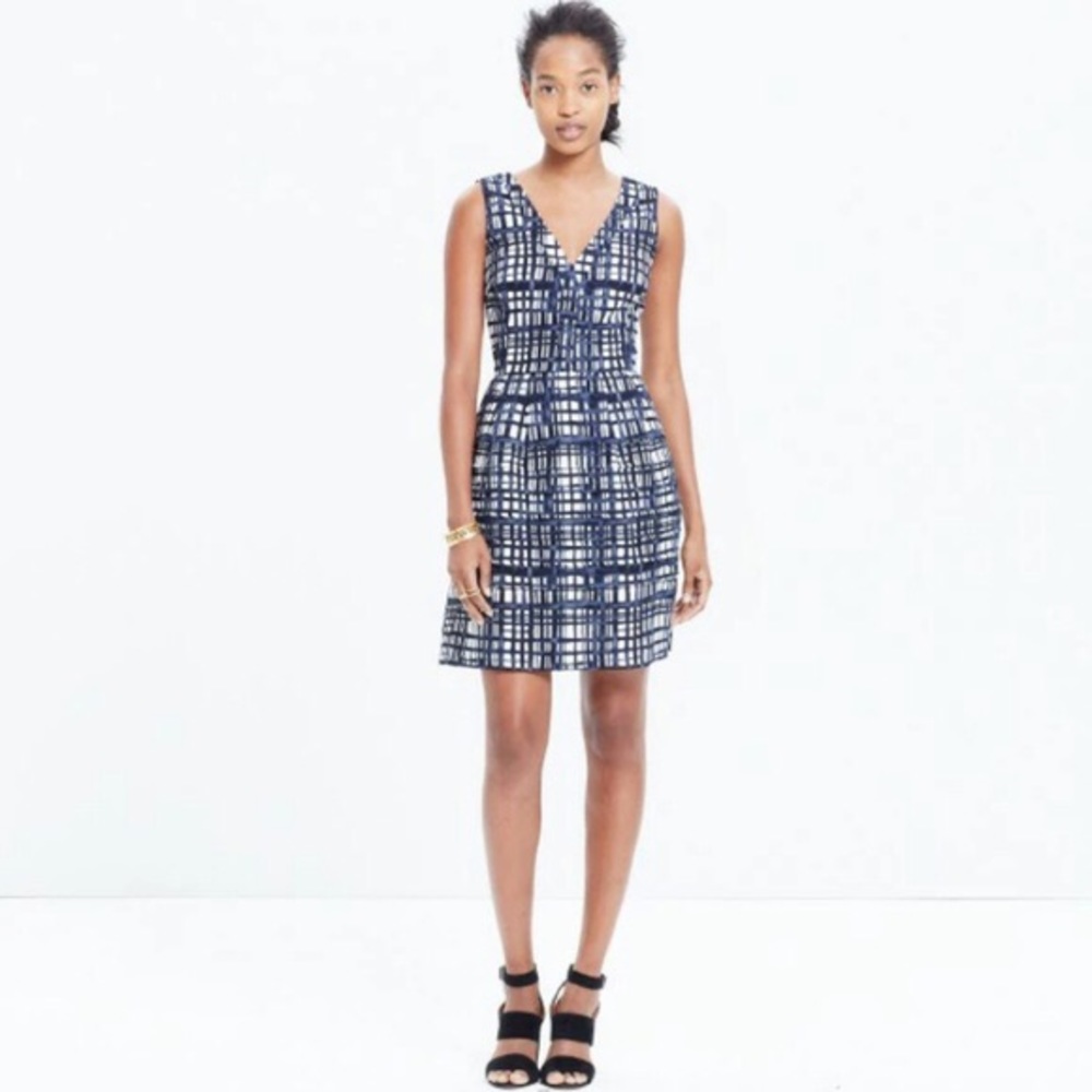 NWT Madewell Midnight Dress in Brushstroke Plaid